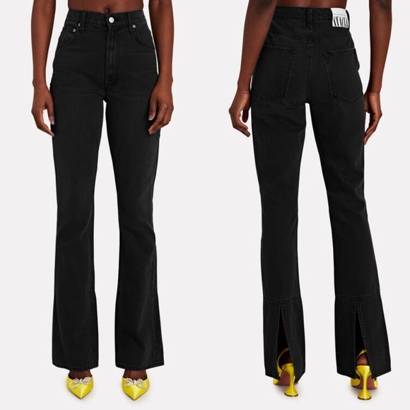 MOTHER Denim - Mother x Snacks! | High Waisted Black Wedge Slit Heel Jeans - NWT Size 29
